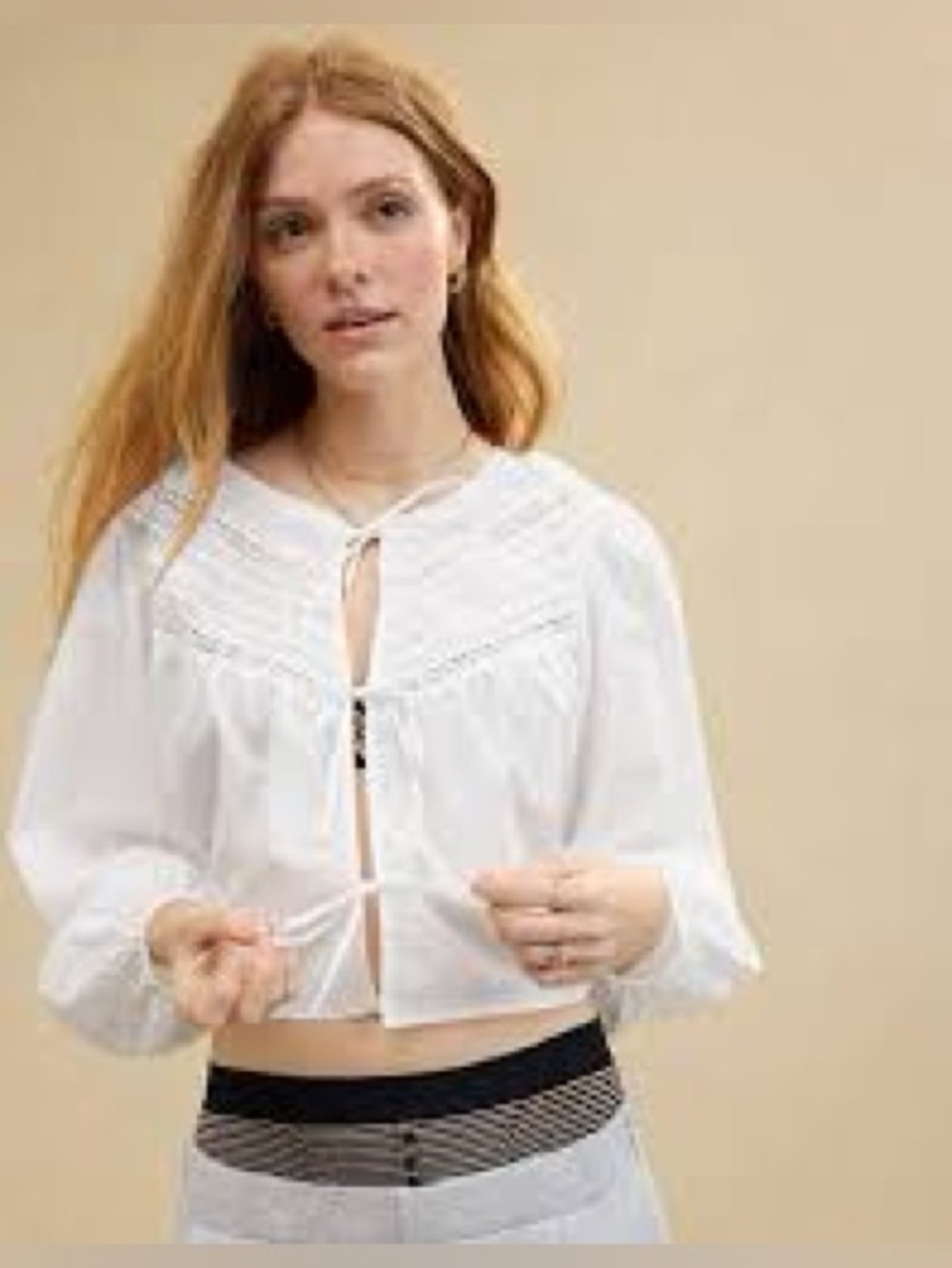 Aerie long sleeve tie front top